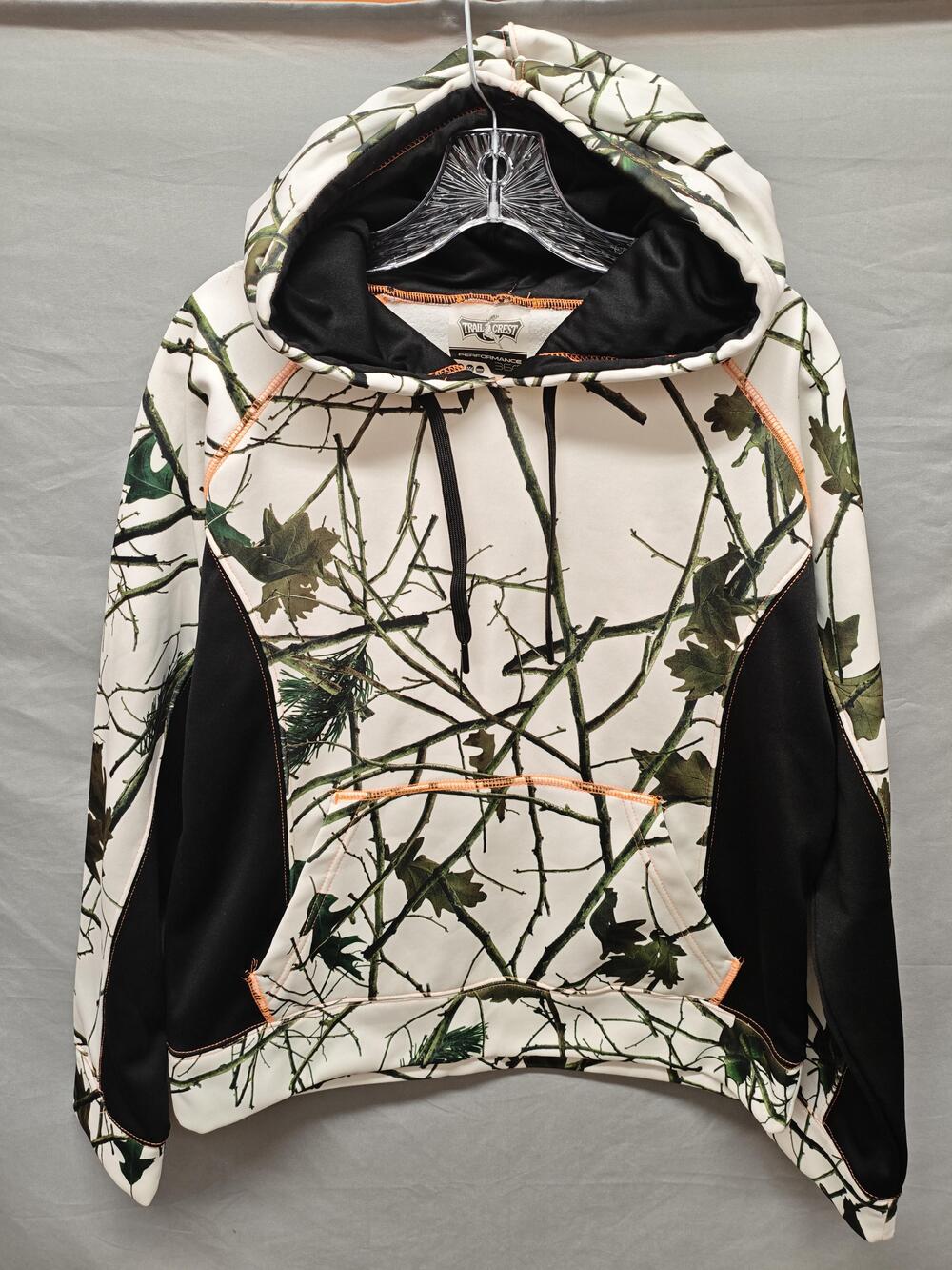 Trail Crest Hoodie Mens Large White Camo Performance 360 Hunting Sweatshirt